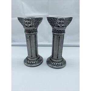 Pewter Cherub Candle‎ Sticks Set of 2 5 Inches Tall